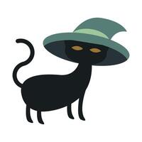 gato de halloween con diseño de vector de sombrero