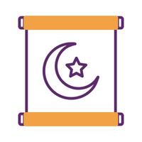 moon night with star in flag line style icon vector