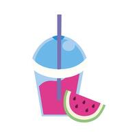 fresh watermelon fruit with milkshake vector