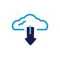 cloud computing with arrow download lineal color style vector