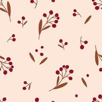 Minimalistic seamless pattern with berries. Illustration in doodle style for wedding decoration, card, greeting, print and Christmas design. Floral textile, wrapping paper, wall art design. Vector