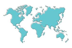 World map with simple modern cartoon line art design . vector