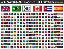 todas las banderas nacionales del mundo. estilo de dibujos animados. vector