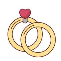 amor, corazón, encima, anillos de boda, vector, diseño vector