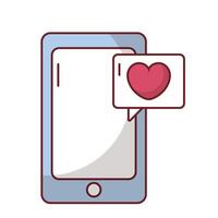 Smartphone with love heart inside bubble vector design