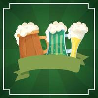 Saint patricks day beers with ribbon vector design