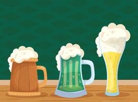 diseño vectorial de cervezas del día de san patricio vector