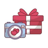 Love hearts inside camera and gift vector design