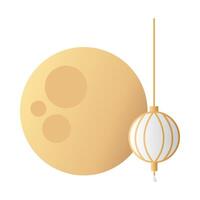 mid autumn festival moon and lanterns hanging vector