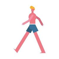 young man wearing swimsuit walking character vector