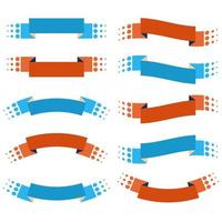 Set of 10 flat colored isolated ribbon banners. Suitable for design. vector