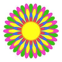 Abstract simple flower with red, yellow, blue, orange, pink, green petals vector