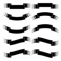 Set of 10 flat black isolated ribbon banners. Suitable for design. vector