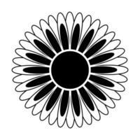 Black and white silhouette of a flower in an abstract style vector