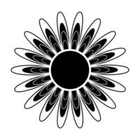 Black and white silhouette of a flower in an abstract style vector