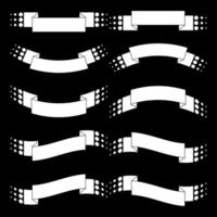 Set of 10 flat black and white isolated banner ribbons. Suitable for design. vector