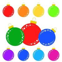 Set of flat colored isolated Christmas tree balls. vector