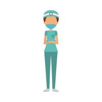 surgeon female doctor wearing medical mask character vector