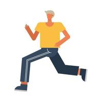young man running practicing activity character vector