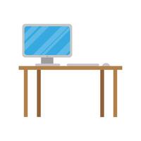 desktop computer technology in desk workplace vector