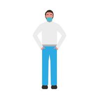 man wearing medical mask character vector