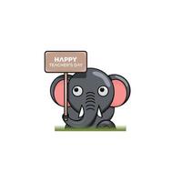 Happy teacher's day with elephant design vector free