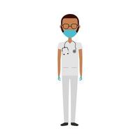 afro male doctor wearing medical mask character vector