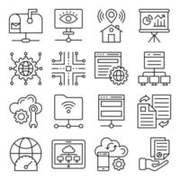 paquete de iconos lineales de computación en la nube vector