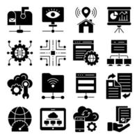 paquete de iconos de glifos de computación en la nube vector