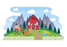 Cute Cartoon Farm Animals Illustration vector