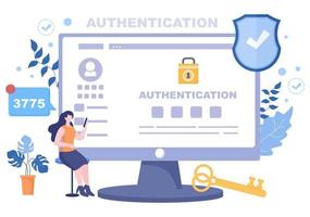 Authentication Security Flat Illustration vector