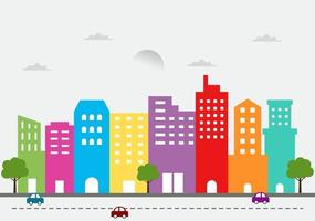 ciudad, paisaje, edificios, y, arquitectura, silueta, vector, plano de fondo, collage, conjunto vector