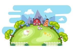 Cute Cartoon Farm Animals Illustration vector