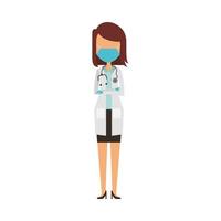 young female doctor wearing medical mask character vector