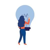 Woman avatar with light bulb vector design