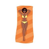 Girl cartoon with bikini and glasses on towel vector design