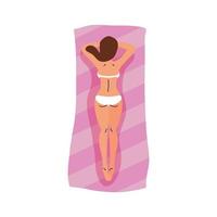 caricatura de niña con bikini en diseño de vector de toalla