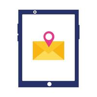 tablet with envelope and gps mark vector design