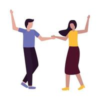Couple of woman and man dancing vector design