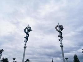 Dragons on pillars. Sokcho city, South Korea photo