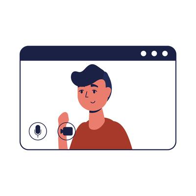 Man avatar on website in video chat vector design