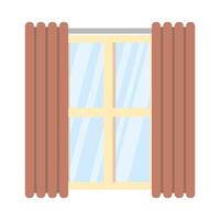 Ventana aislada con cortinas de diseño vectorial vector