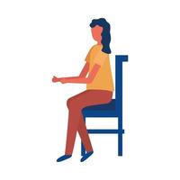 Avatar aislado mujer en silla de diseño vectorial vector