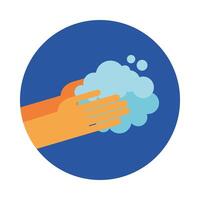 Hands washing with bubbles vector design