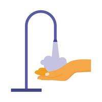 Hands washing under water tap vector design