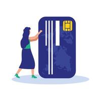 Woman avatar with credit card vector design