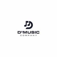 D letter with music icon logo design template