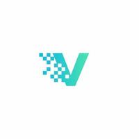 V Letter pixel logo design modern template vector