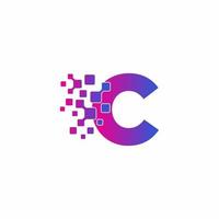 C Initial letter Digital Pixels Tech Logo Vector