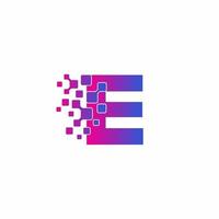 E Initial letter Digital Pixels Tech Logo Vector